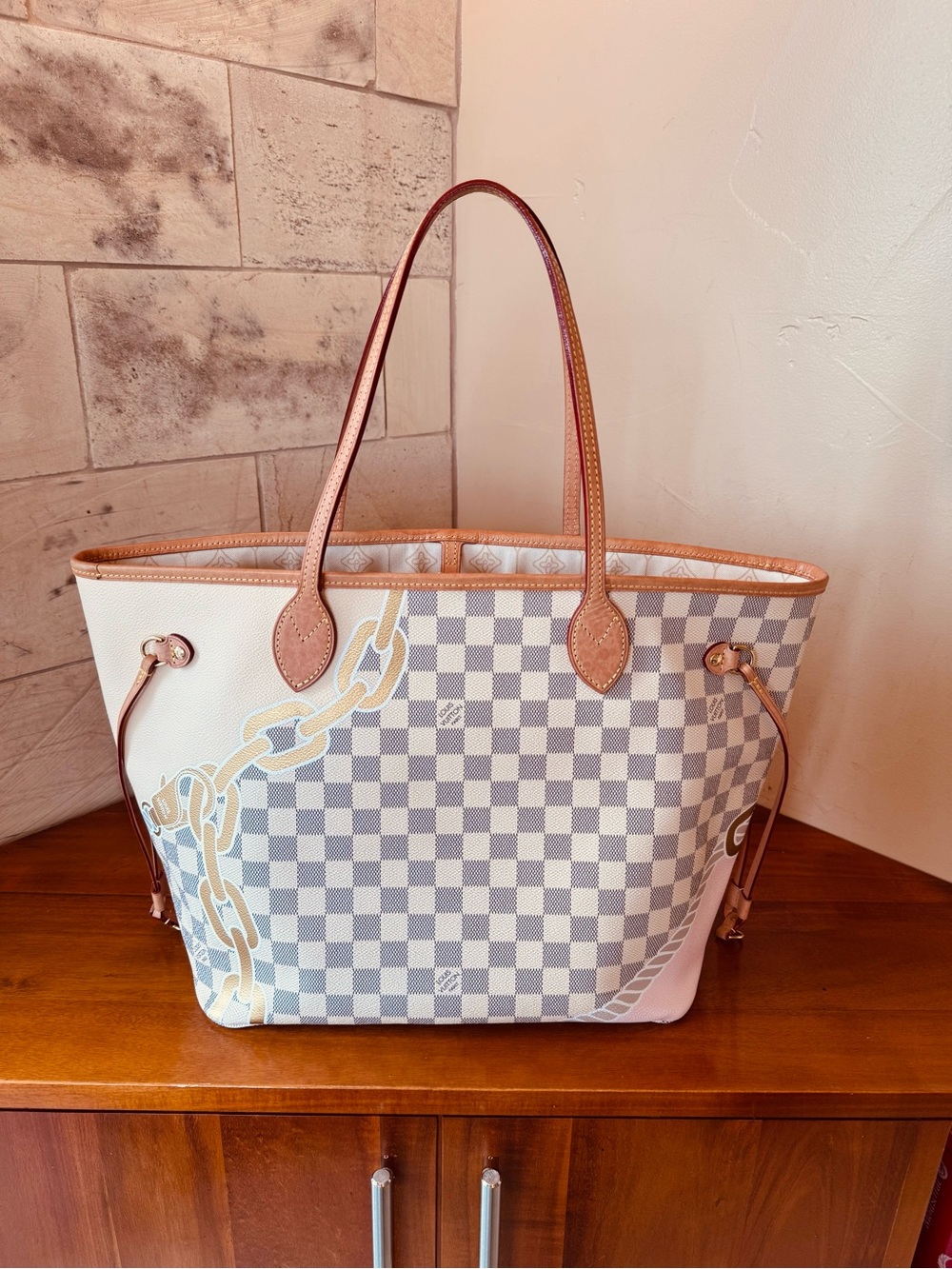 💛STUNNING💛LOUIS VUITTON NEVERFULL MM DAMIER AZUR NAUTICAL - Picture 2 of 16